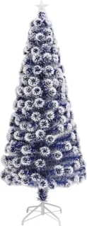 vidaXL Kunstkerstboom 180 cm glasvezel wit/blauw