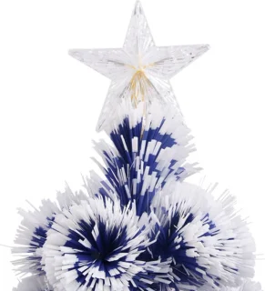 vidaXL Kunstkerstboom 180 cm glasvezel wit/blauw