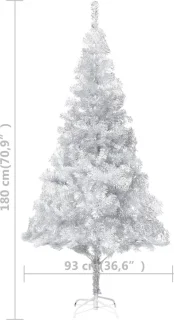 vidaXL Kunstkerstboom 180 cm PET zilver