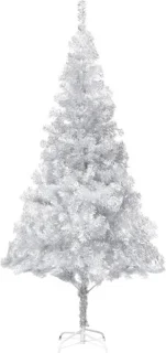 vidaXL Kunstkerstboom 180 cm PET zilverkleurig