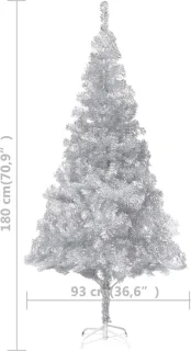 vidaXL Kunstkerstboom 180 cm PET zilverkleurig
