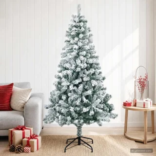 vidaXL kunstkerstboom 180 cm PVC en staal groen en wit
