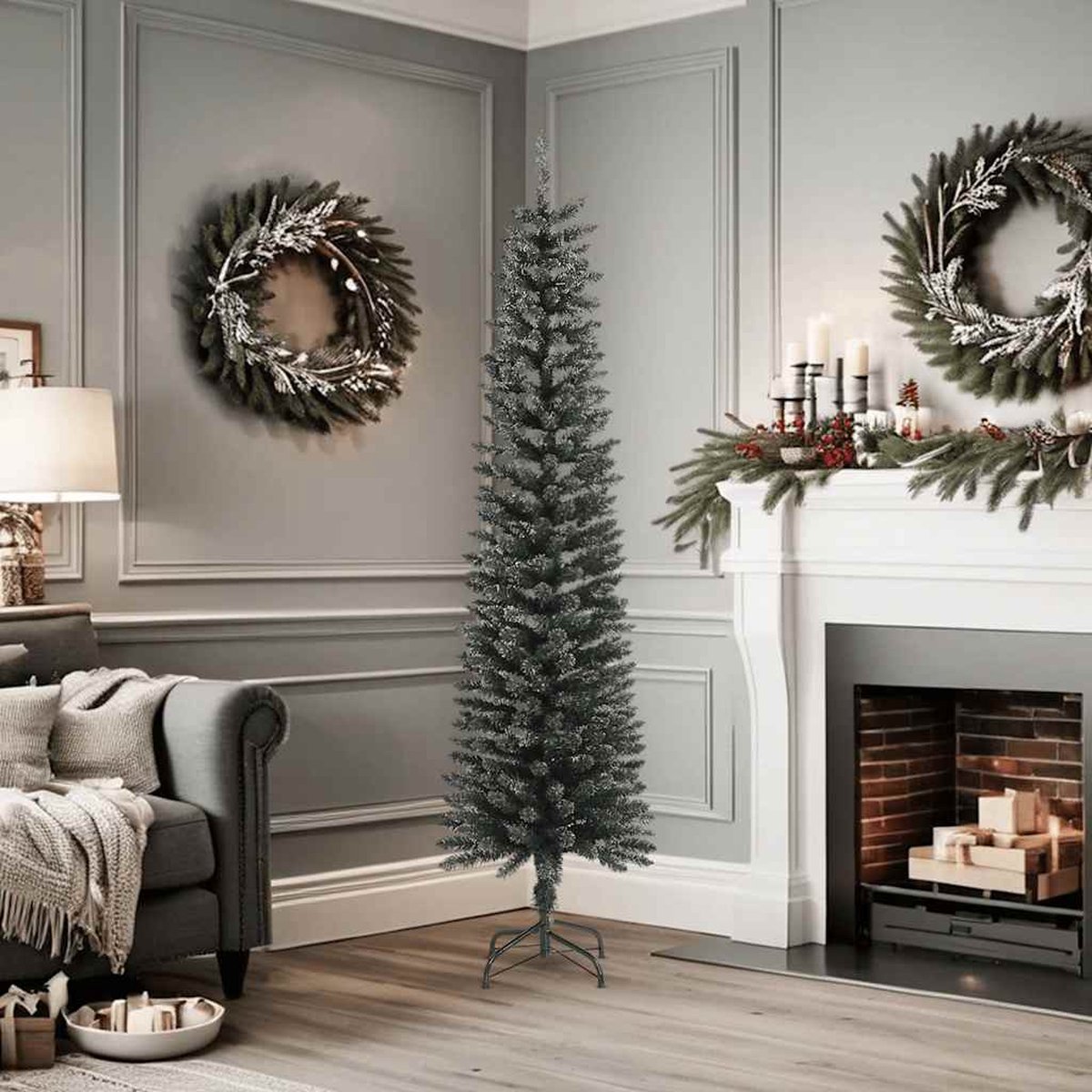 vidaXL Kunstkerstboom 180 cm PVC groen met standaard slim