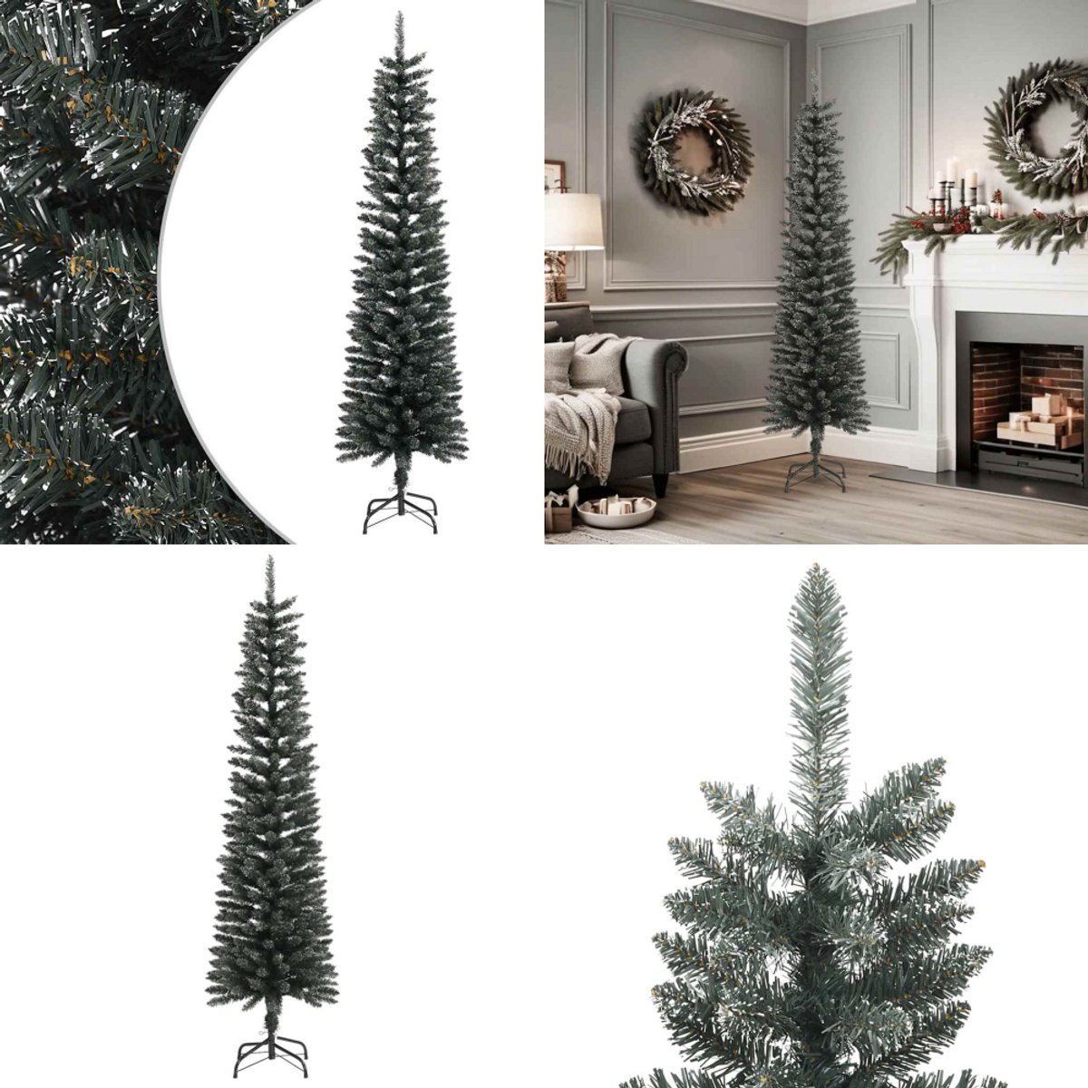 vidaXL Kunstkerstboom 180 cm PVC groen met standaard slim