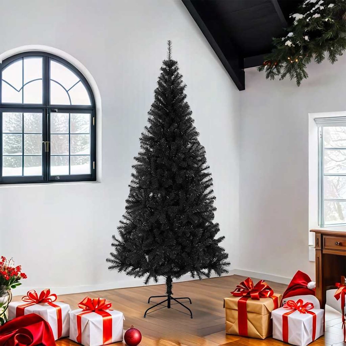 vidaXL Kunstkerstboom 180 cm PVC zwart