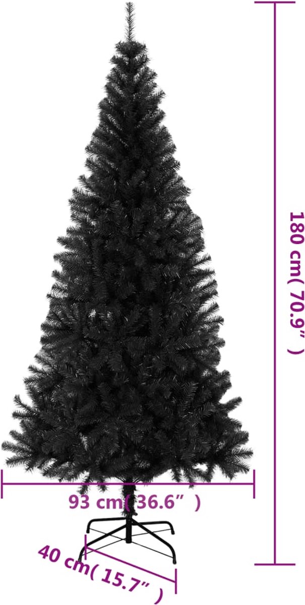 vidaXL Kunstkerstboom 180 cm PVC zwart