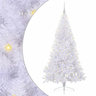 vidaXL kunstkerstboom 180 cm wit met ledverlichting