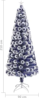 vidaXL Kunstkerstboom 210 cm glasvezel wit/blauw