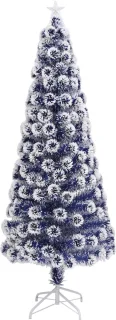 vidaXL Kunstkerstboom 210 cm glasvezel wit/blauw