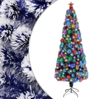 vidaXL Kunstkerstboom 210 cm glasvezel wit/blauw