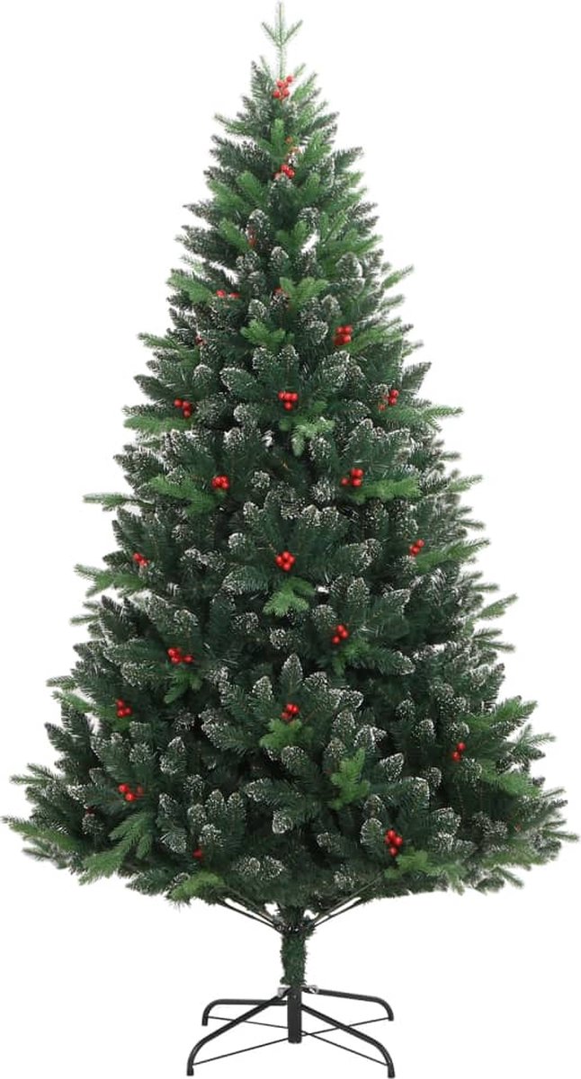vidaXL Kunstkerstboom 210 cm met rode bessen