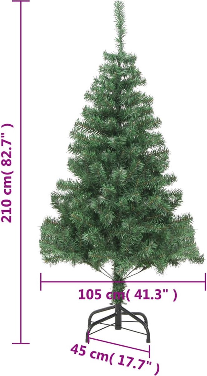 vidaXL Kunstkerstboom 210 cm met stalen standaard