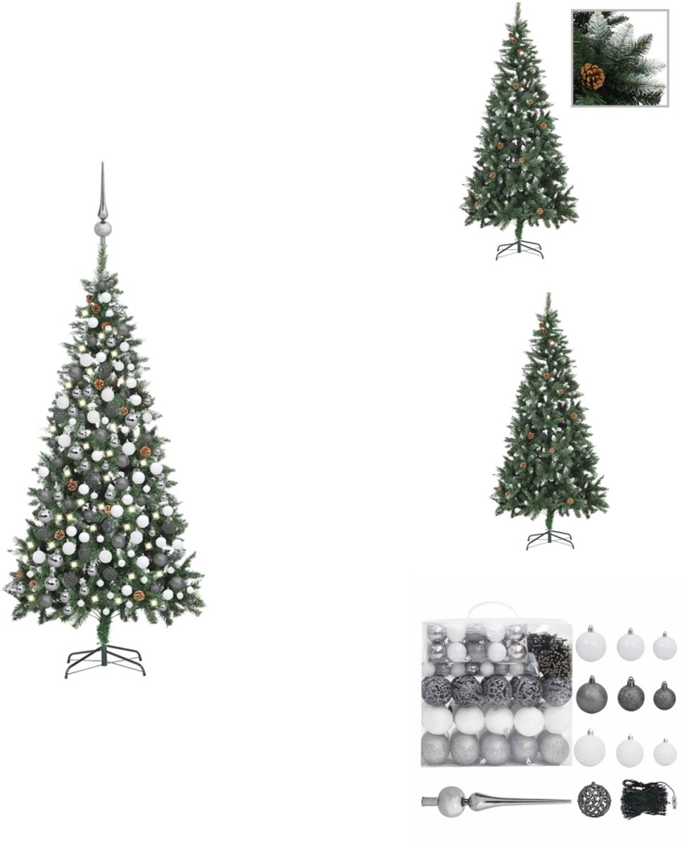 vidaXL Kunstkerstboom 210 cm met verlichting en kerstballen