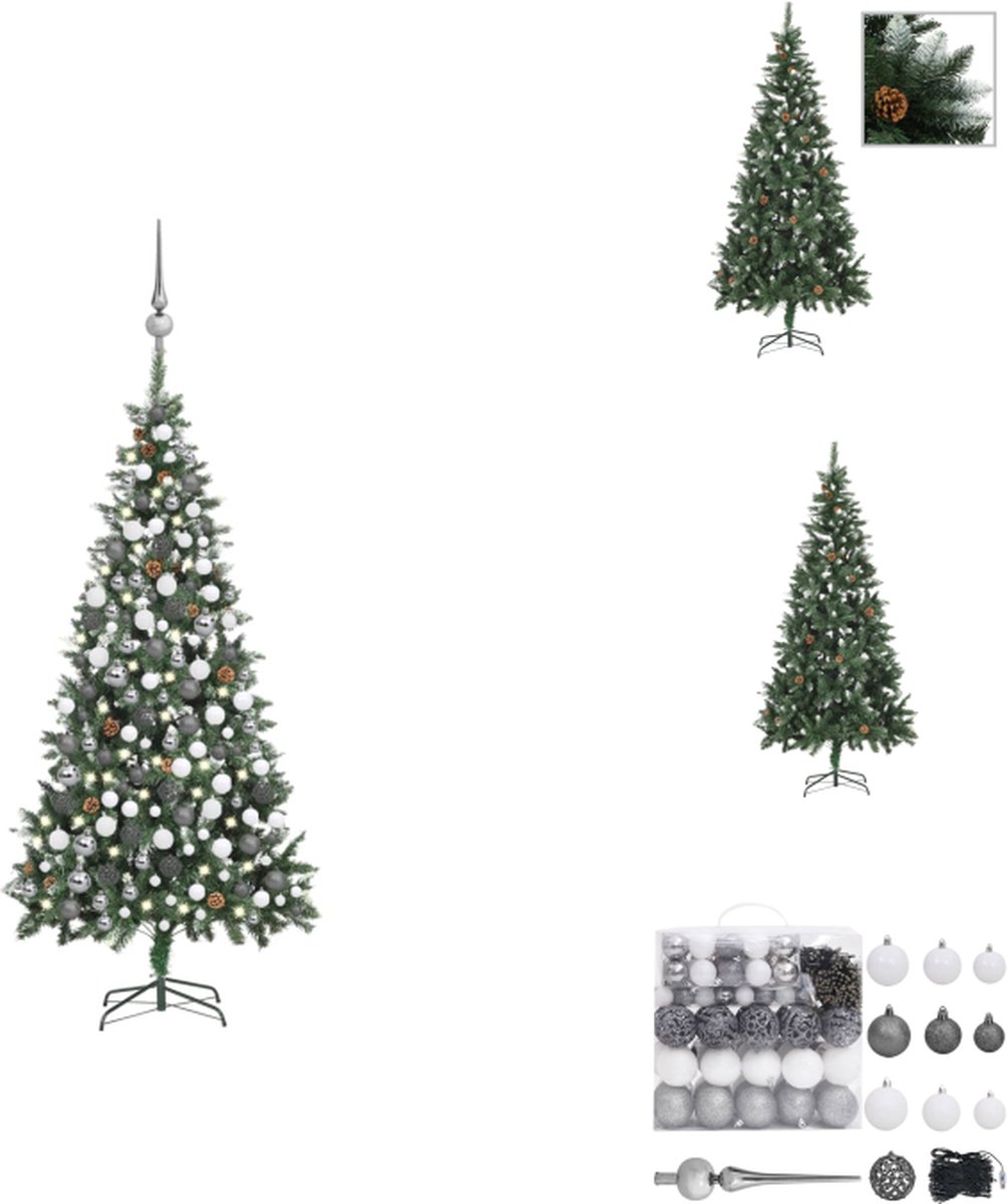 vidaXL Kunstkerstboom 210 cm met verlichting en kerstballen