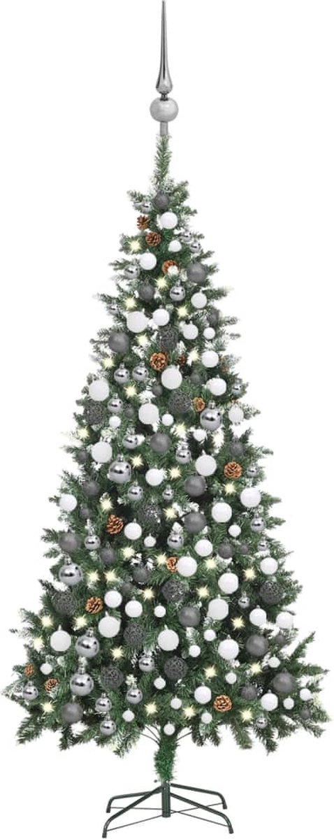 vidaXL Kunstkerstboom 210 cm met verlichting en kerstballen