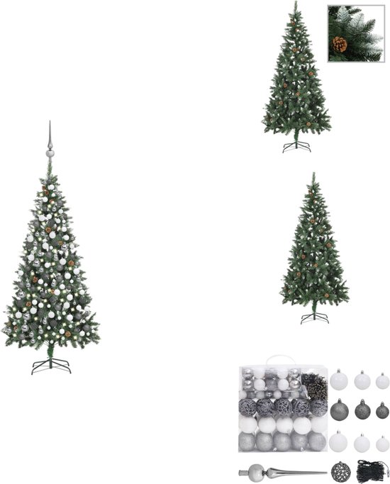 vidaXL Kunstkerstboom 210 cm met verlichting en kerstballen