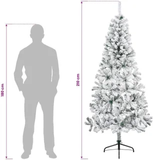 vidaXL kunstkerstboom 210 cm PVC en staal groen en wit