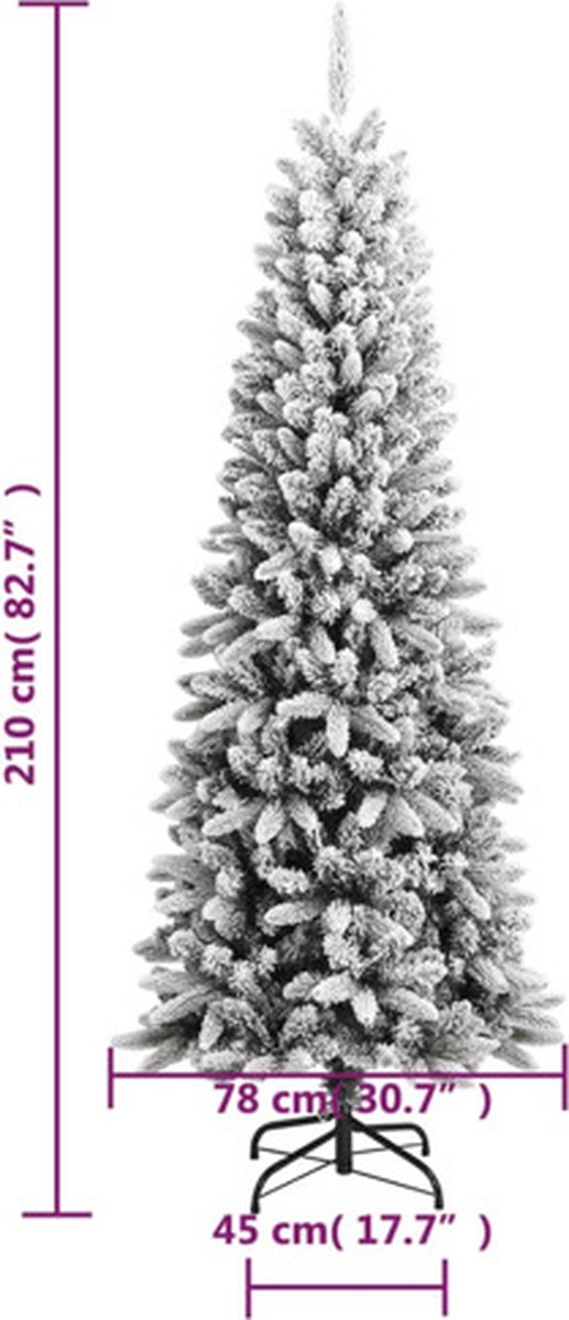vidaXL Kunstkerstboom 210 cm PVC PE sneeuw
