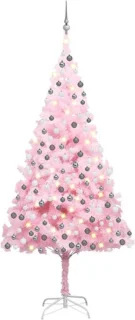 vidaXL Kunstkerstboom 210 cm PVC Roze