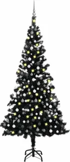 vidaXL Kunstkerstboom 210 cm PVC Zwart
