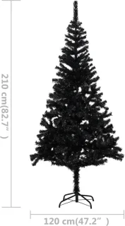 vidaXL Kunstkerstboom 210 cm PVC Zwart