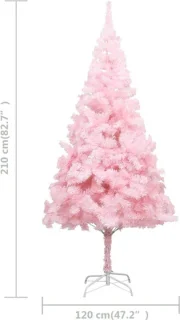 vidaXL Kunstkerstboom 210 cm roze PVC met standaard