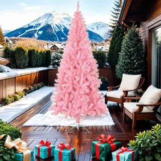 vidaXL Kunstkerstboom 210 cm roze PVC met standaard