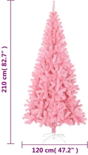 vidaXL Kunstkerstboom 210 cm roze PVC met standaard