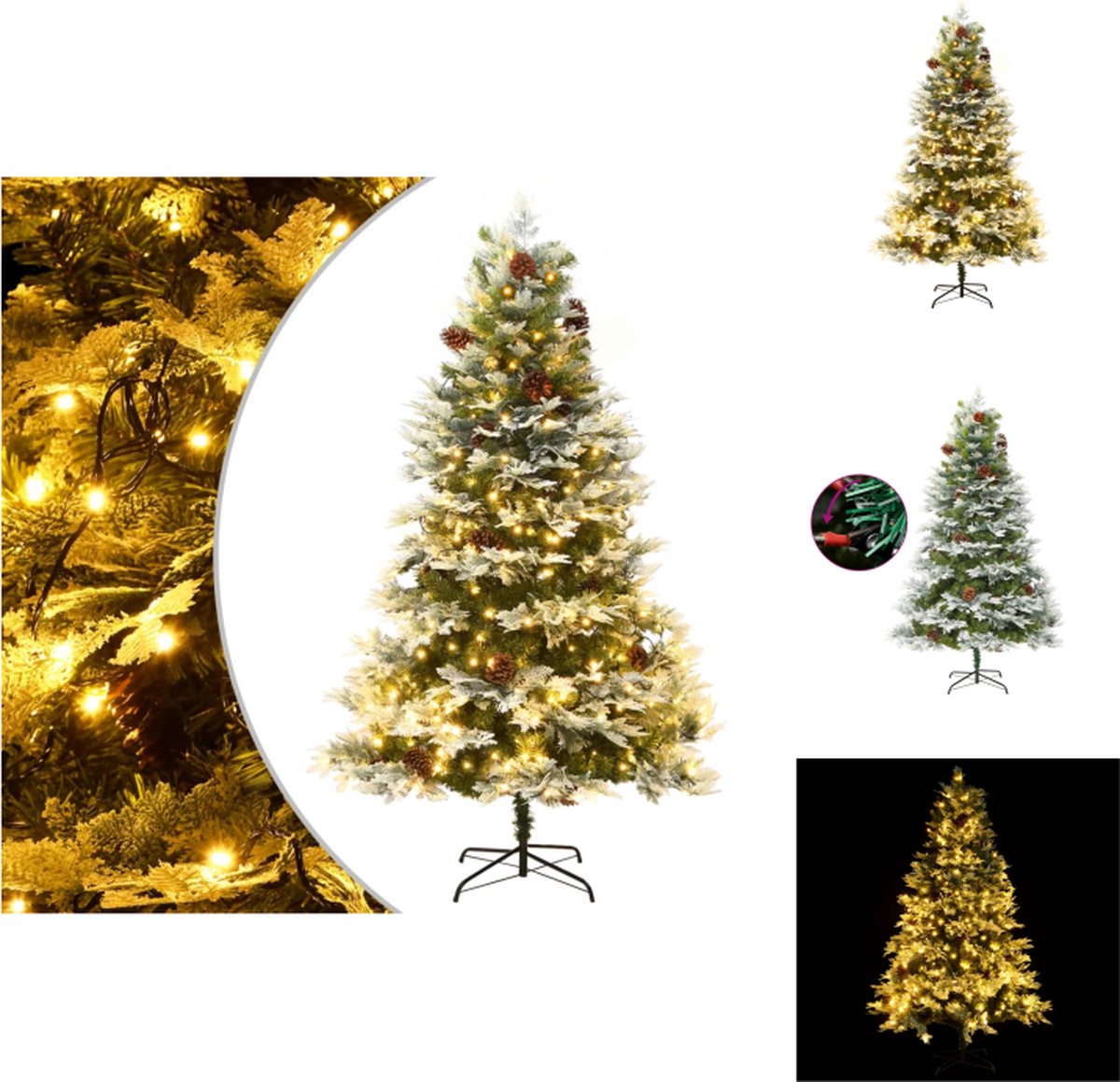 vidaXL Kunstkerstboom 225 cm PVC/PE met LED groen