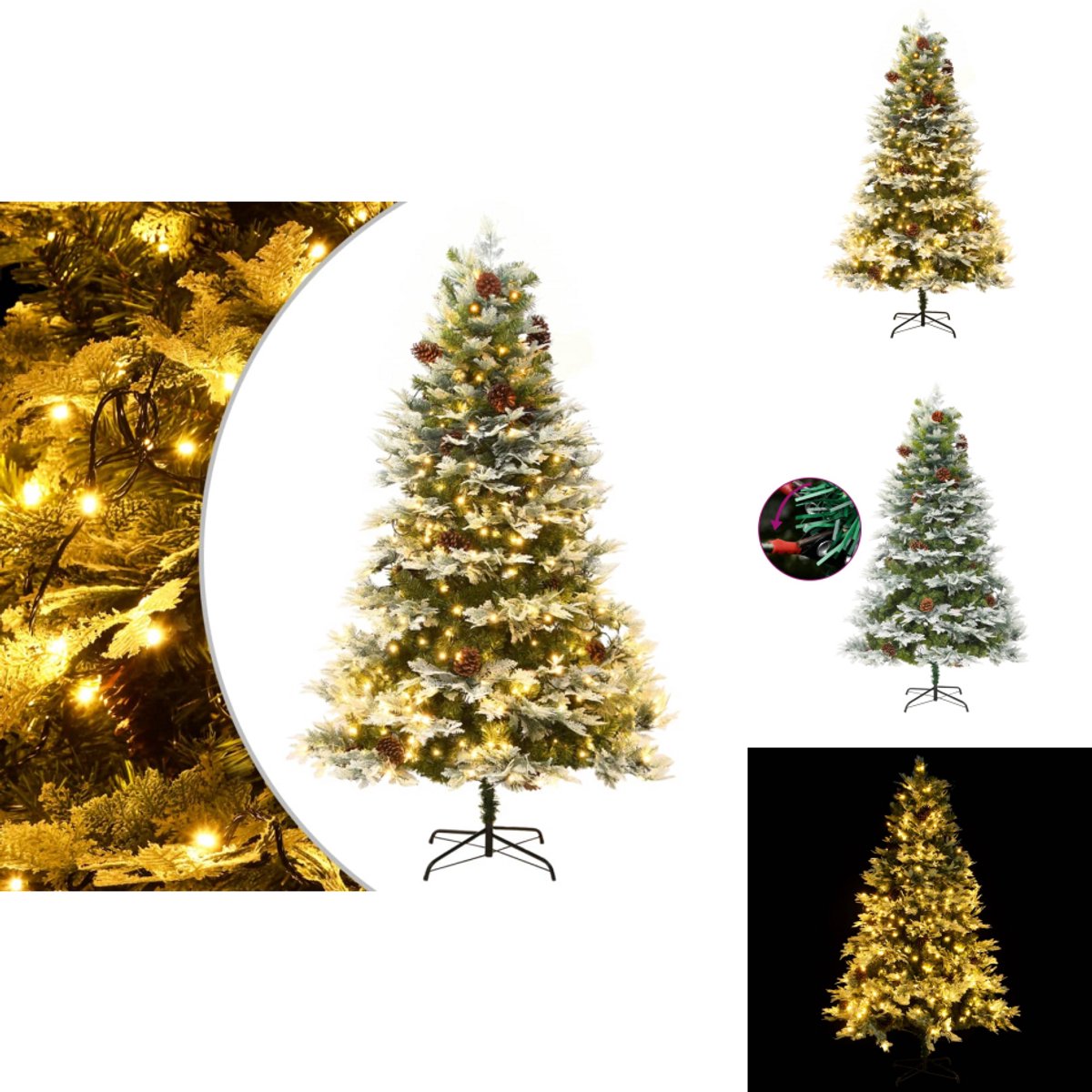 vidaXL Kunstkerstboom 225 cm PVC/PE met LED groen
