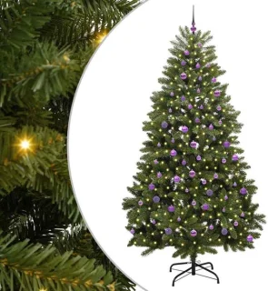 vidaXL Kunstkerstboom 240 cm 300 LED's Warmwit PVC en Staal Groen
