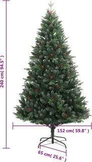 vidaXL Kunstkerstboom 240 cm met rode bessen