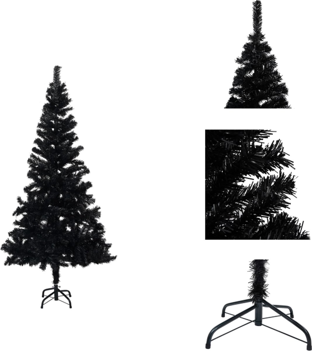 vidaXL Kunstkerstboom 240 cm PVC zwart met standaard