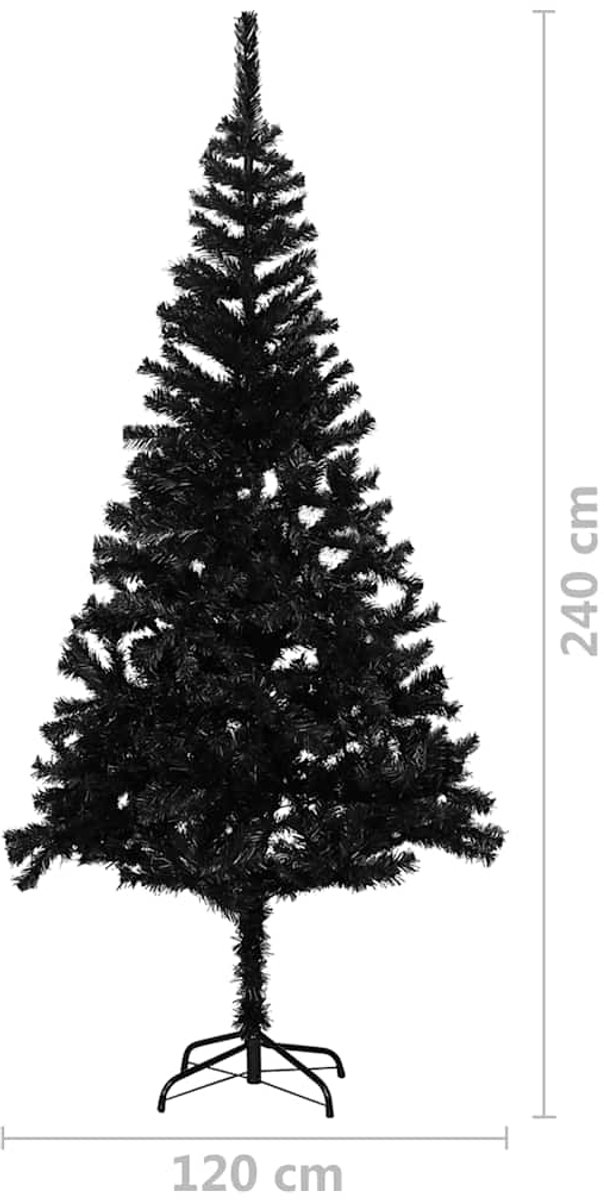 vidaXL Kunstkerstboom 240 cm PVC zwart met verlichting en kerstballen