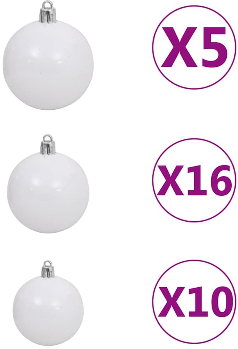vidaXL Kunstkerstboom 240 cm PVC zwart met verlichting en kerstballen