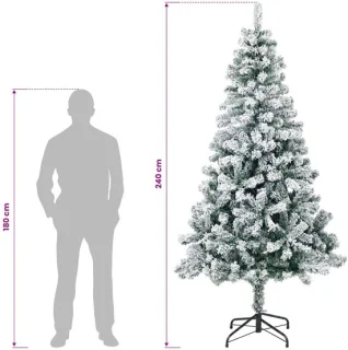 vidaXL Kunstkerstboom 240 cm van PVC en staal, groen en wit