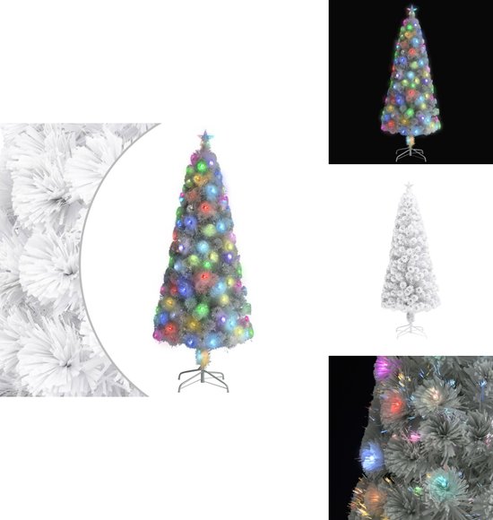vidaXL Kunstkerstboom 240 cm wit glasvezel met verlichting