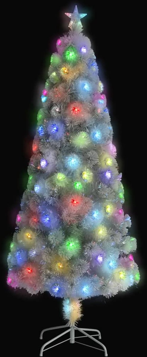 vidaXL Kunstkerstboom 240 cm wit glasvezel met verlichting