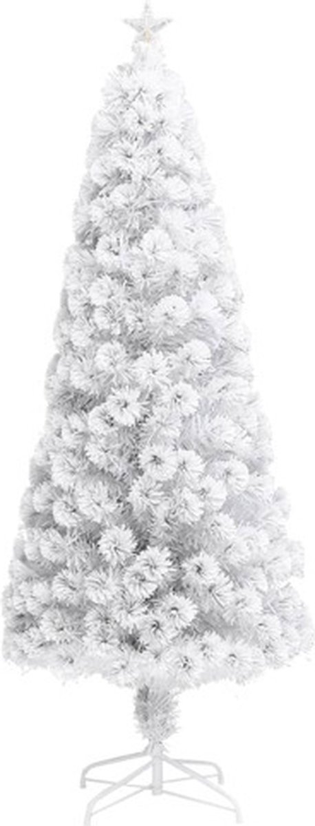 vidaXL Kunstkerstboom 240 cm wit glasvezel met verlichting