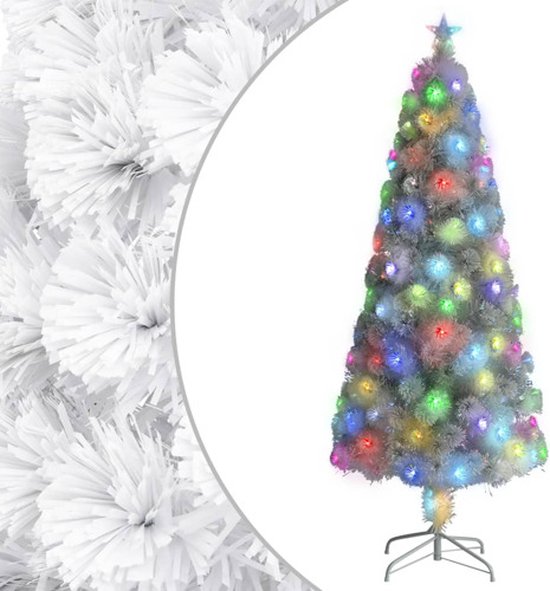 vidaXL Kunstkerstboom 240 cm wit glasvezel met verlichting