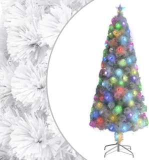 vidaXL Kunstkerstboom 240 cm wit glasvezel met verlichting