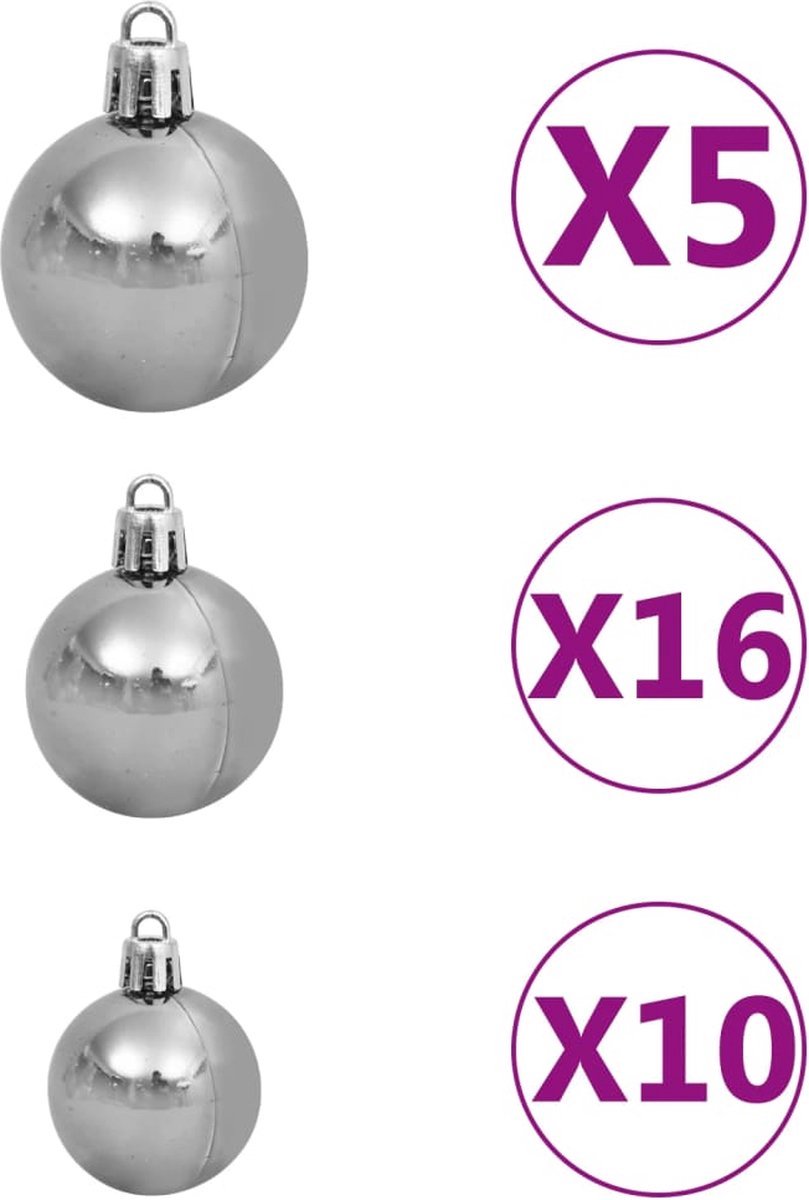 vidaXL Kunstkerstboom 240 cm wit met verlichting en kerstballen