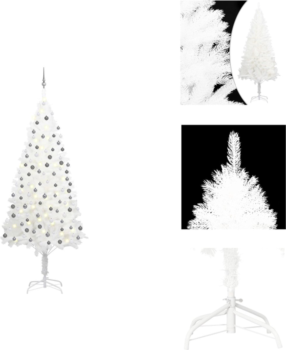 vidaXL Kunstkerstboom 240 cm wit met verlichting en kerstballen