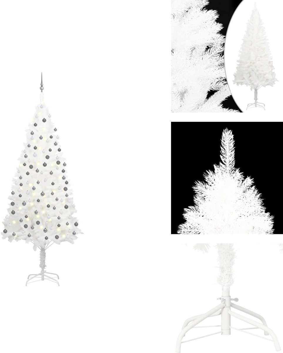 vidaXL Kunstkerstboom 240 cm wit met verlichting en kerstballen