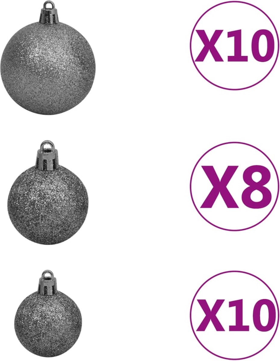 vidaXL Kunstkerstboom 240 cm wit met verlichting en kerstballen