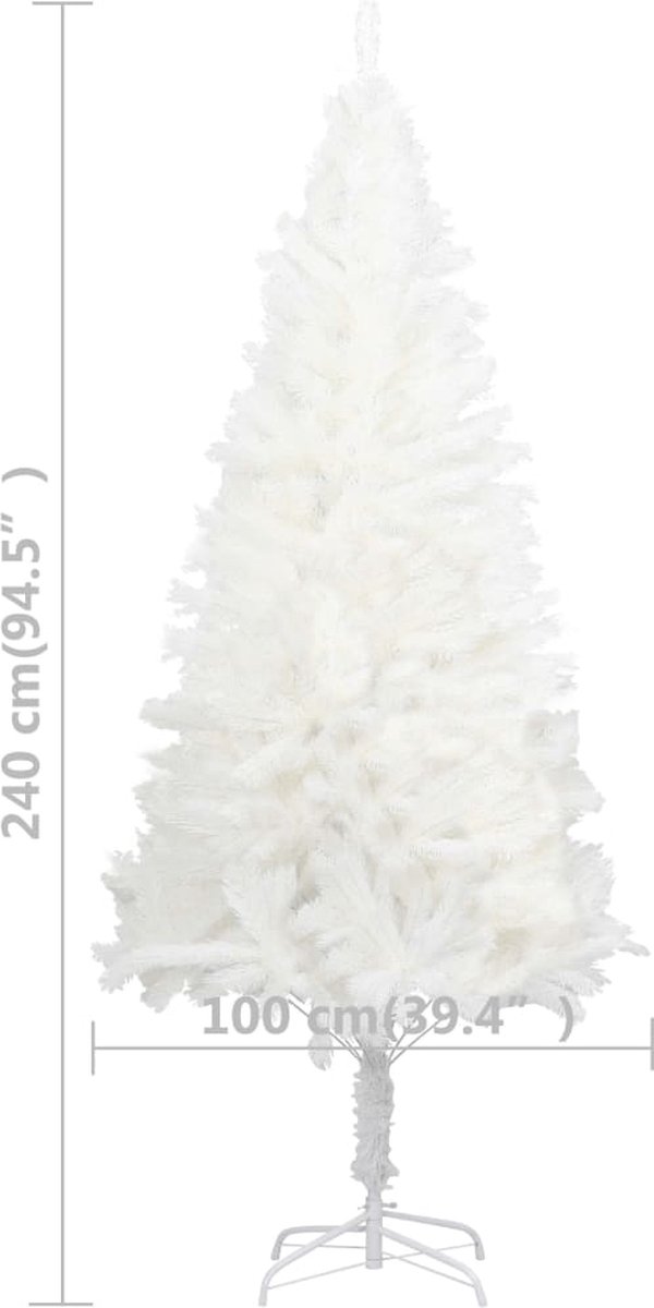 vidaXL Kunstkerstboom 240 cm wit met verlichting en kerstballen