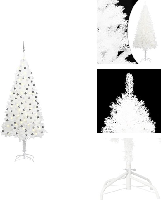 vidaXL Kunstkerstboom 240 cm wit met verlichting en kerstballen