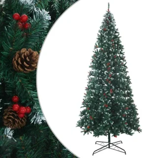 vidaXL kunstkerstboom 500 cm van PVC en staal in groen en wit