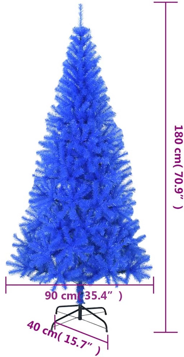 vidaXL Kunstkerstboom blauw 180 cm PVC met standaard