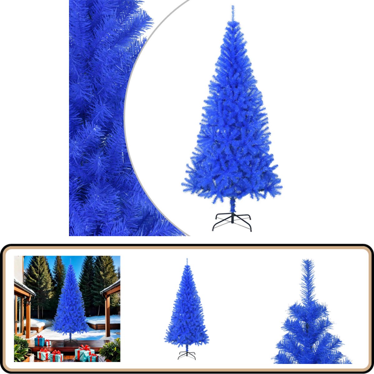 vidaXL Kunstkerstboom blauw 210 cm met standaard